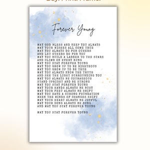 Tekst piosenki Forever Young 11"x17" do pobrania w wersji cyfrowej