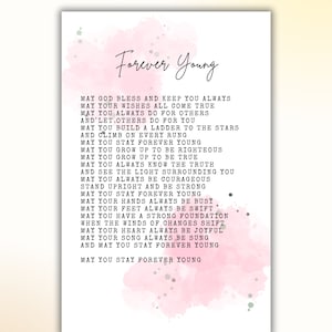 Tekst piosenki Forever Young 11x17 do pobrania cyfrowego