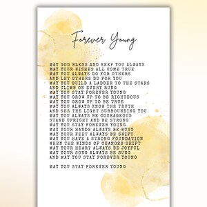Tekst piosenki Forever Young 11x17 do pobrania cyfrowego