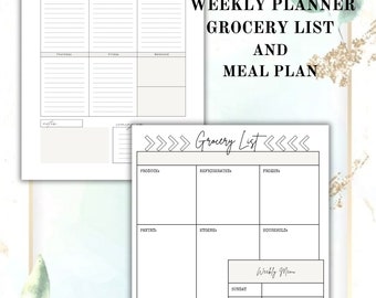 Weekly Grocery List and Meal Plan - Etsy