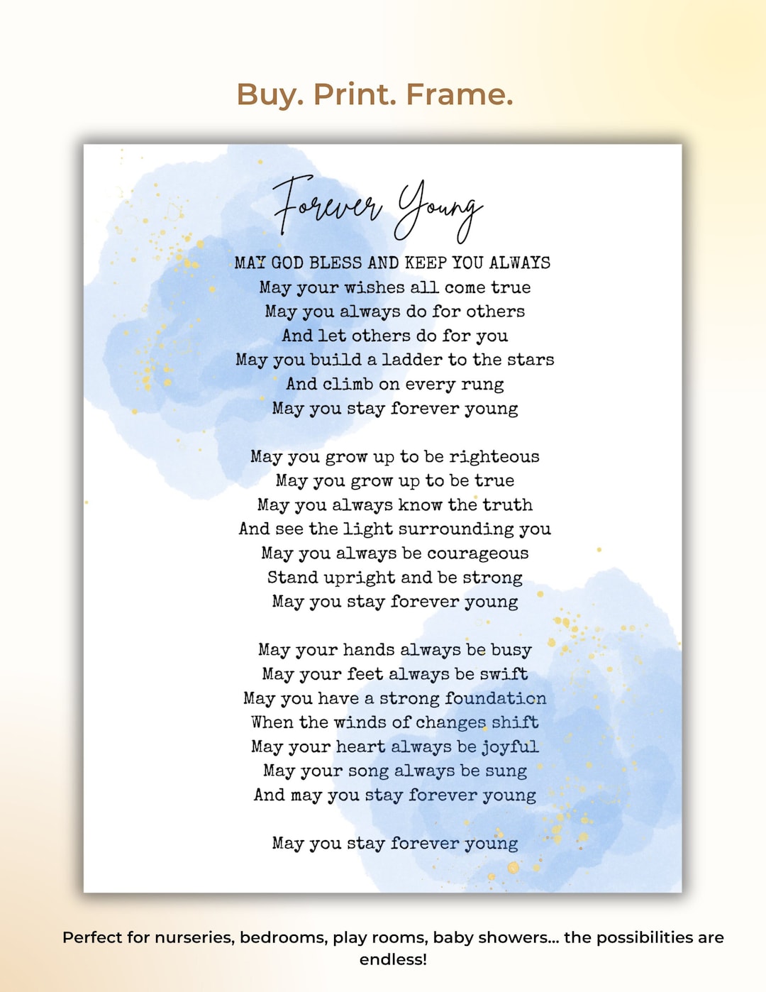 Forever Young 8x10 Lyrics Printable - Etsy