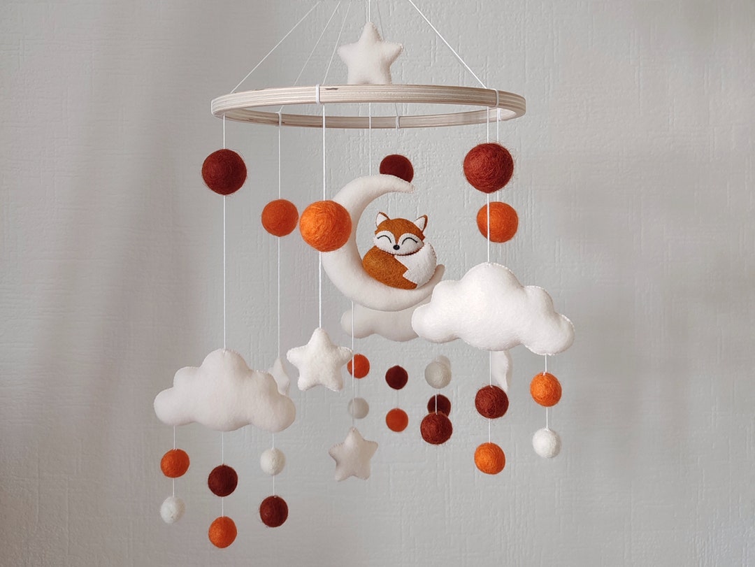Fox Baby Crib Mobile Woodland Nursery Decor Girl Baby Mobiles Etsy