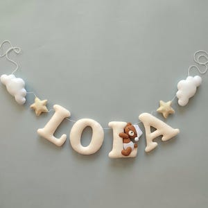 Personalized Baby Name Garland: Bear & Stars Nursery Decor