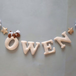 Personalized baby name garland, name nursery decor, custom name banner, felt nursery letters, baby name bunting, wall decoration banner