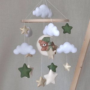 Baby crib mobile Woodland nursery decor girl, Baby mobiles boy, Expecting mom gift, Pregnant sister gift, Personalized new baby gift