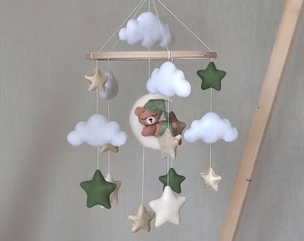 Cuna de bebé móvil Woodland vivero decoración niña, Bebé móviles niño, Regalo de mamá esperando, Regalo de hermana embarazada, Nuevo regalo de bebé personalizado