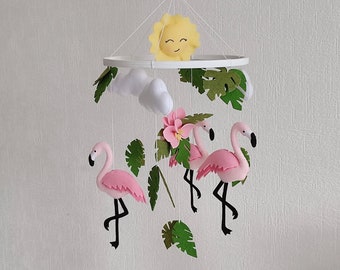 Flamingo baby crib mobile girl, pink nursery decor, expecting mom gift, pregnant sister gift, unique new baby gift, baby shower gift