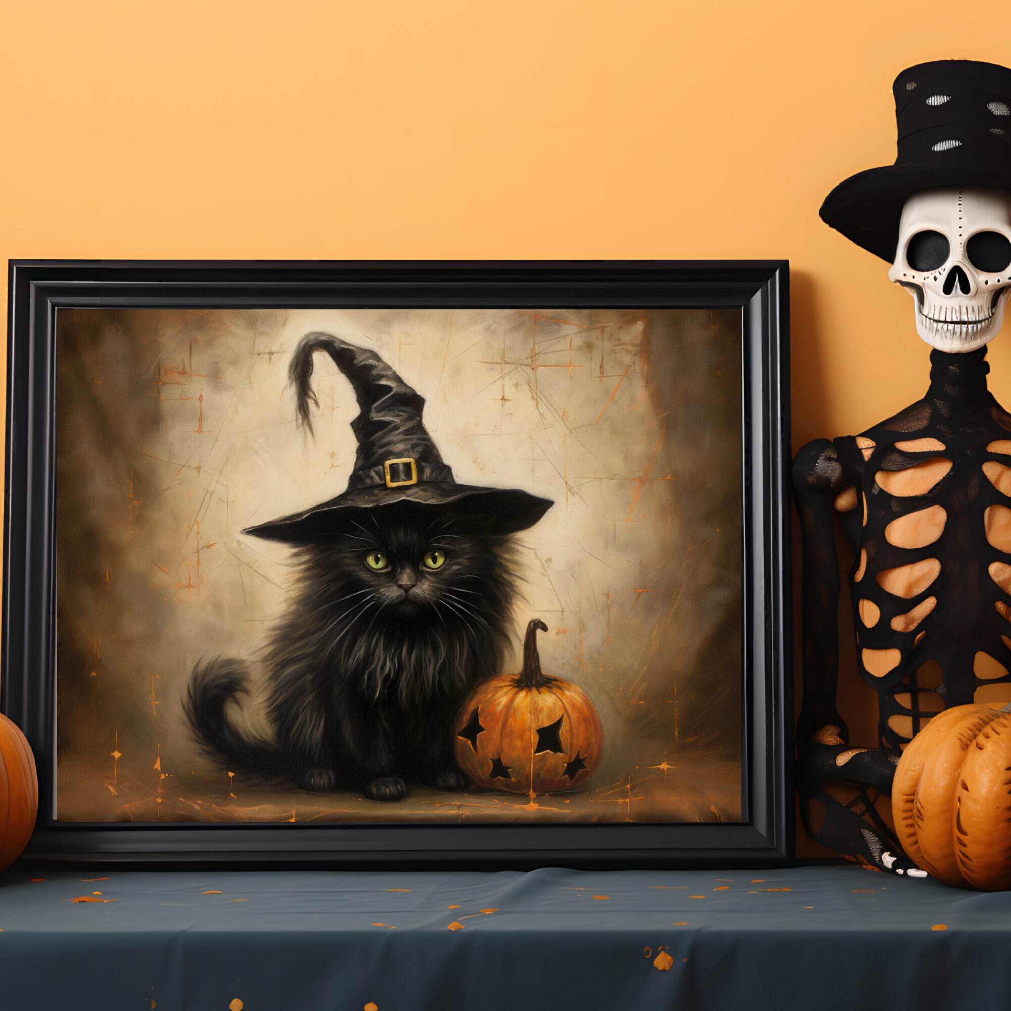 PRINTABLE Halloween Wall Art Cute Black Cat Halloween Witchy - Etsy