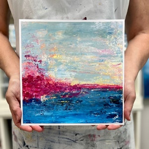 Hand Painted, Original, Abstract Impressionistic Landscape by Jenny Weidenaar - 10&quot;x10&quot; - &quot;FREE FLOW&quot;