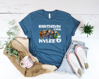 Custom Roblox Birthday Girl T-shirt: Video Game Family Matching