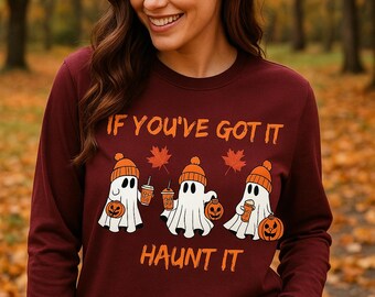 Halloween Spooky Sweatshirt for Halloween season  Unisex Ghost Haunted Scary Fall Costume Top