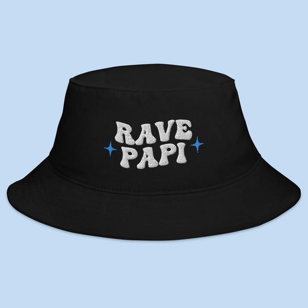 Rave Papi Bucket Hat | Rave Dad Bucket Hat, Mens Music Festival Hat, EDM Festival Hat, Electronic Music Hat, Rave y2k Bucket Hat
