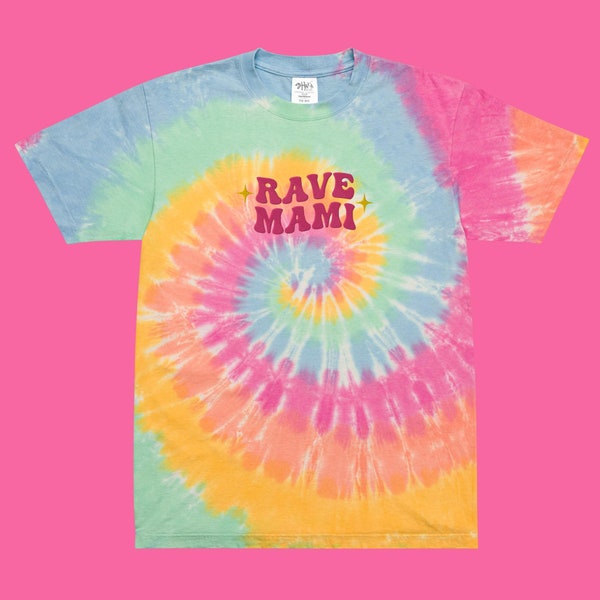 Rave Mami Unisex Oversized Tie-Dye T-shirt | Rave Mom Shirt, Rave Tie Dye Top, Music Festival Shirt, EDM Shirt, House Music T-Shirt