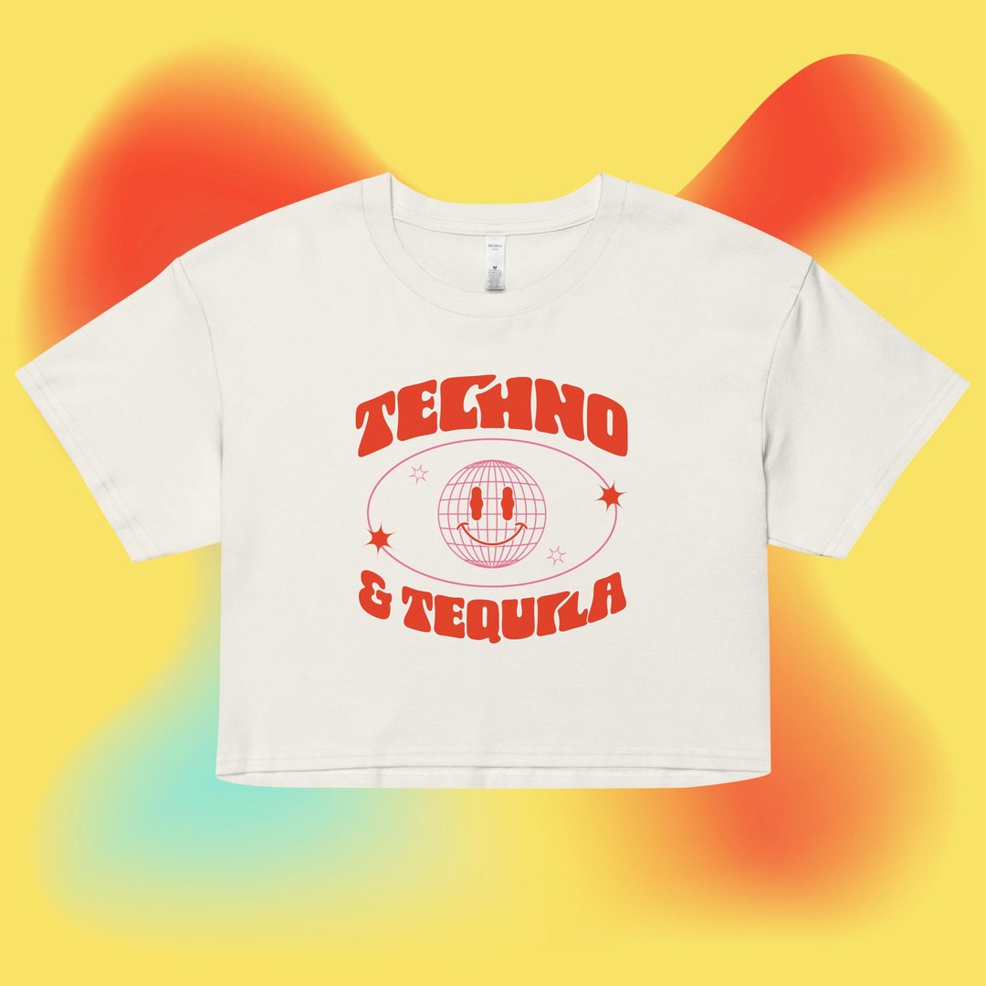 Techno & Tequila Womens Boxy Crop Top EDM Electronic Music Etsy
