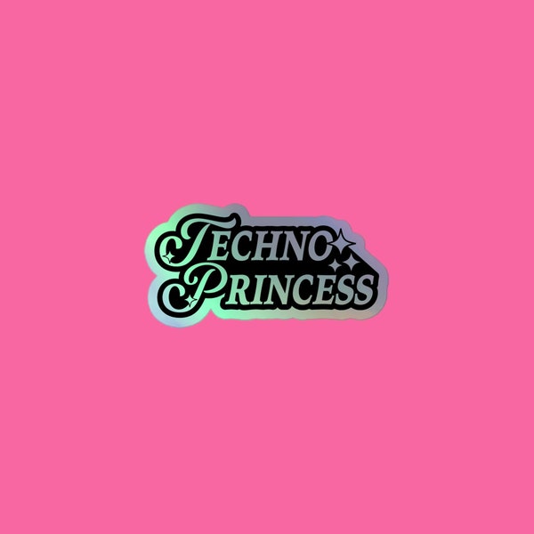 Techno Princess Holographic Sticker | Techno Sticker, Gift For Raver, Gift For Techno Lover, EDM Sticker, Rave Sticker, Holo Rave Sticker