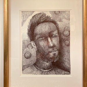 Original Art, Pen and Ink on Paper, Contemporary Fine Art, &quot;On the cusp of Manhood R00013&quot; by Tapan Karmakar