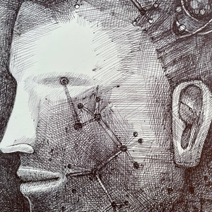 Original Handmade Painting, Pen and Ink on Paper, Contemporary Fine Art ...