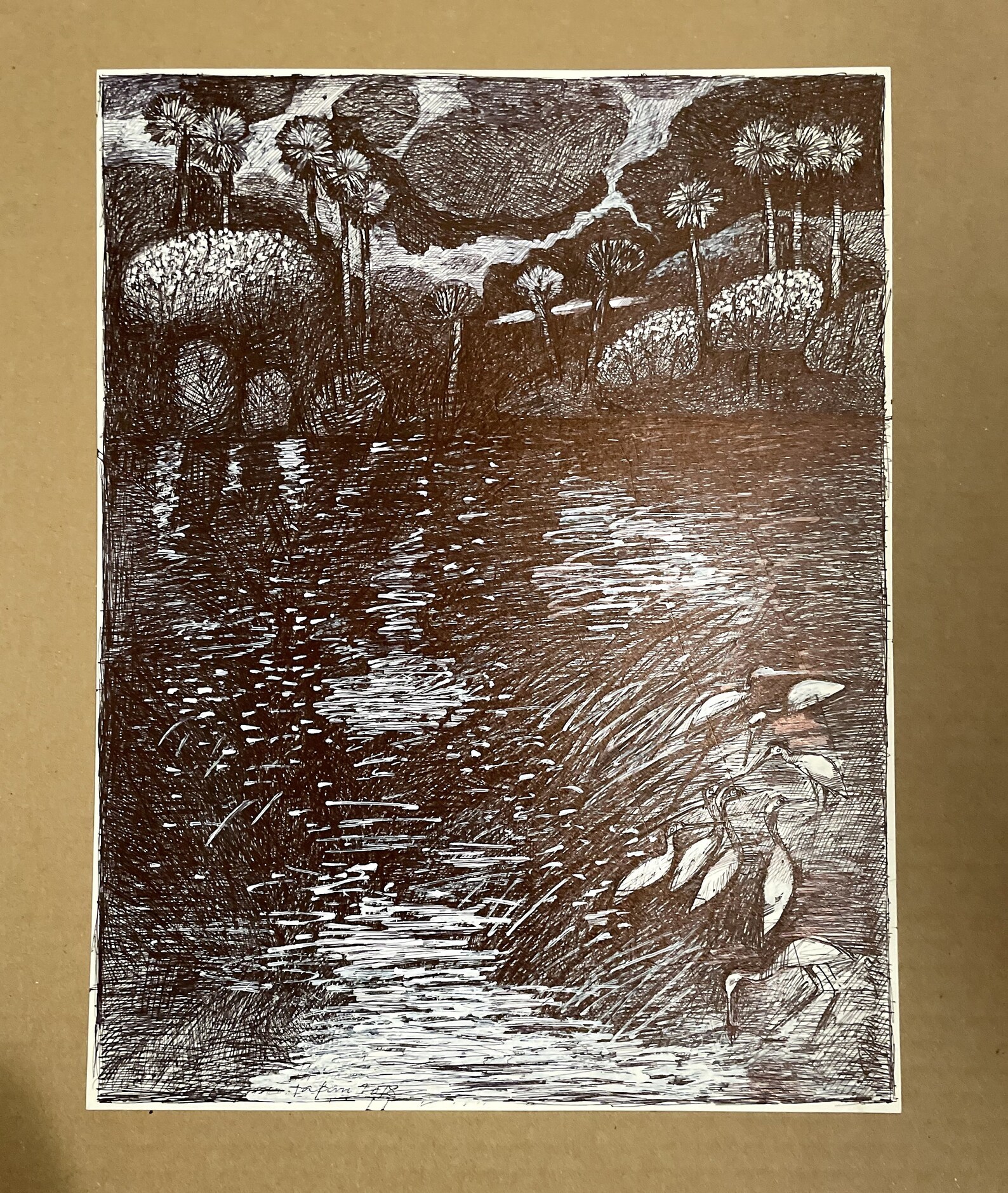 Original Handmade Painting, Pen and Ink on Paper, Contemporary Fine Art ...