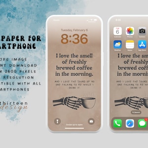 Wallpaper für Smartphone | Handy Hintergrundbilder | Frisch gebrühter Kaffee | Lock Screen Art | JPG Bild mit hoher Auflösung | Sofortiger digitaler Download