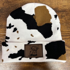 Highland Cow, Cow Print, Beanie