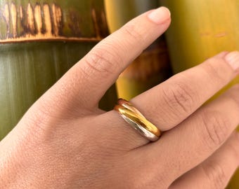 Trinity ring - 3-color ring - silver and yellow and rose gold-plated ring - trio ring - 3 silver and gold-plated rings - 3-ring ring
