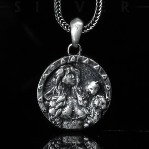 Silver Freya Necklace, Triquetra Trinity Celtic Knot Jewelry, Norse Goddess Freyja Necklace, Goddess Of Fate, Valentines Necklace
