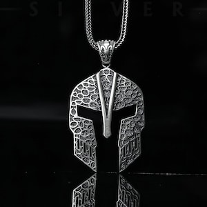 Silver Spartan Necklace, Gladiator Pendant, Helmet Necklace, Greek Warrior Necklace, Charm Necklace, Valentines Necklace, Boyfriend Necklace
