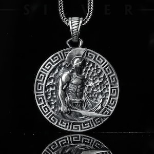 Silver Greek Spartan Necklace, Sword Necklace, Warrior Pendant, Leonidas Necklace, Customizable Pendant, Mythology Necklace, Unisex Necklace