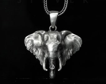 Silver Handmade African Elephant Necklace, Exquisite Elephant Jewelry, Husband Necklace, Animal Necklace, Elephant Men Necklace, Gift Ideas