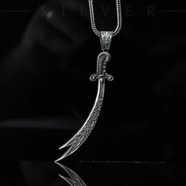 Collier épée Zulfiqar en argent, épée écrite en arabe Zulfiqar Imam Ali Zulfiqar, bijoux musulmans, collier islamique, collier petit ami