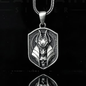 Silver Anubis Necklace, Egyptian God Necklace, Osiris God of Death Afterlife Mythology, Religious Necklace, Charm Necklace, Unisex Necklace