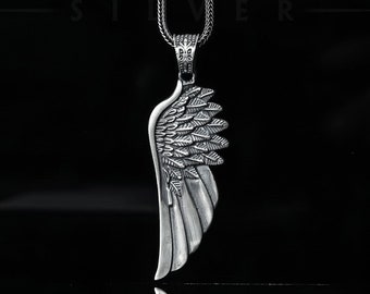 Collar de alas de ángel, colgante de alas de ángel de la guarda en plata de ley 925 quilates, collar con dije, collar religioso, collar para novia