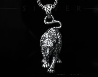 Hip Hop Iced Black Panther Pendant 925 Sterling Silver With Gold
