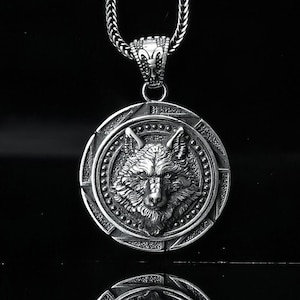 Collier loup en argent, pendentif loup sauvage en argent 925 carats, bijoux tête d&#39;animal, collier pour unisexe, collier à breloques fantaisie, collier personnalisé