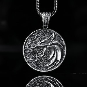 Silber Wolf Anhänger, 925 k Sterling Silber Weißer Wolf Halskette, Tier Halskette, Medaillon Halskette, Halskette für Unisex, Charm Halskette