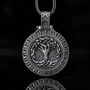 Silver Yggdrasil Necklace, 925 Sterling Scandinavian Tree Of Life Pendant, Tree Amulet Jewelry, Viking Necklace, Mythology Necklace
