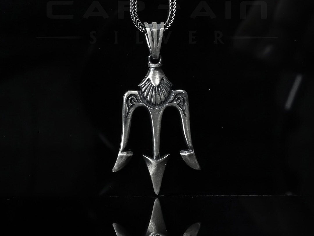 Trident of Poseidon Pendant in Silver, Handmade Pendant, God of the Sea ...