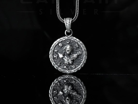 YEESIA Collana Donna In Argento 925 Con Ciondolo Mano Scheletro E Teschio - Gotica Con Zirconi Rossi, Regalo In Scatola - 4