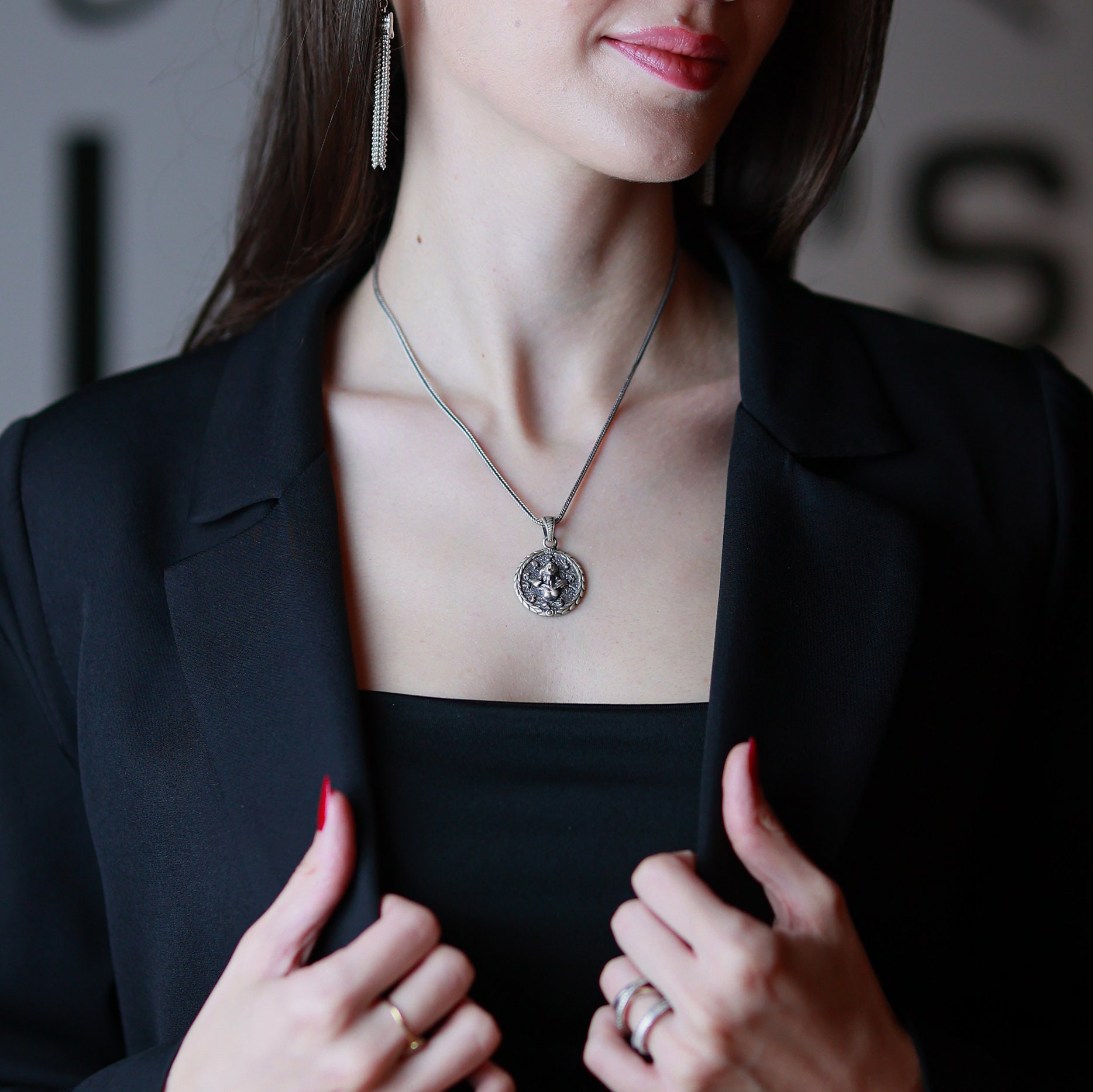 Collana Gotica A Forma Di Cuore Con Teschio E Zircone Rosso – Argento 925, Per Donne E Ragazze, JERWLI