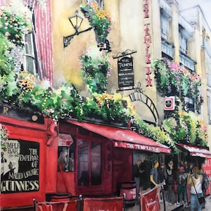 Hand-Painted Watercolor The Temple Bar Digital Print | Dublin, Ireland Landmark | Instant Download | Digital Wall Art