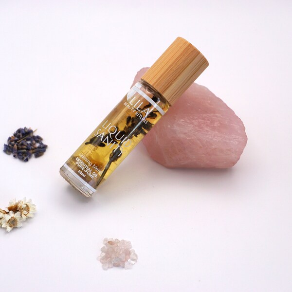 Liquid Sanity Essential Oil Blend for Anxiety | Peace + Calming Roller | Aromatherapy Sleep Roll On | 10ml Gemstone Roller | Natural Perfume