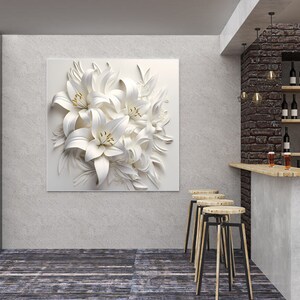 HANDPRINT ART, Calming Wall Art, Livingroom Wall Art FLOWERS, Luxury Canvas above Bed Art for Wall Decorations image 2
