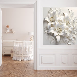 HANDPRINT ART, Calming Wall Art, Livingroom Wall Art FLOWERS, Luxury Canvas above Bed Art for Wall Decorations image 3