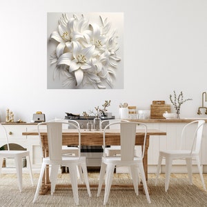 HANDPRINT ART, Calming Wall Art, Livingroom Wall Art FLOWERS, Luxury Canvas above Bed Art for Wall Decorations image 5