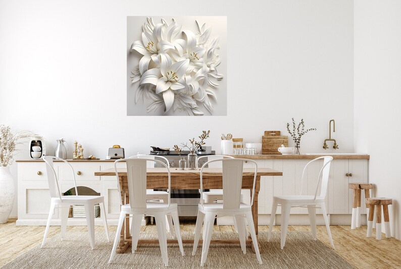 HANDPRINT ART, Calming Wall Art, Livingroom Wall Art FLOWERS, Luxury Canvas above Bed Art for Wall Decorations image 5