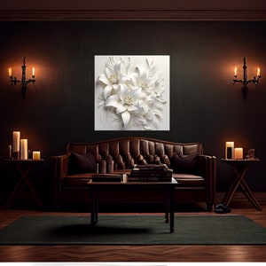 HANDPRINT ART, Calming Wall Art, Livingroom Wall Art FLOWERS, Luxury Canvas above Bed Art for Wall Decorations image 4