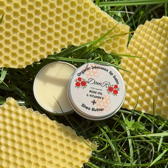 Organic Beeswax Rose Lip Balm: Natural Shea Butter, Vitamin E (20ml Tin)