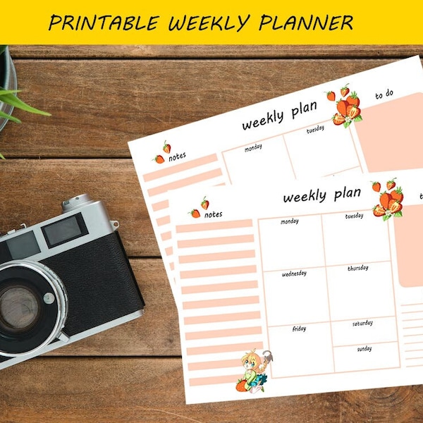 Printable Weekly Planner, Digital Download