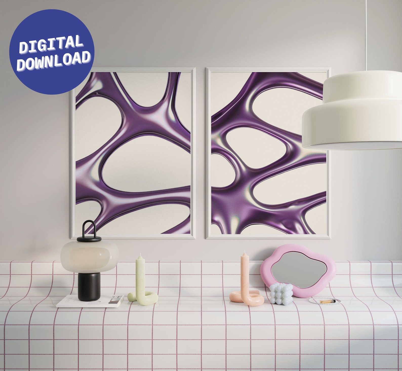 Retro Wall Art Set of 2 | Y2K Aesthetic | Trendy Poster | 2000s Home ...