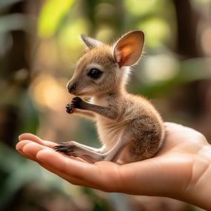 Cute Baby Kangaroo in my hand (Digital Print)
